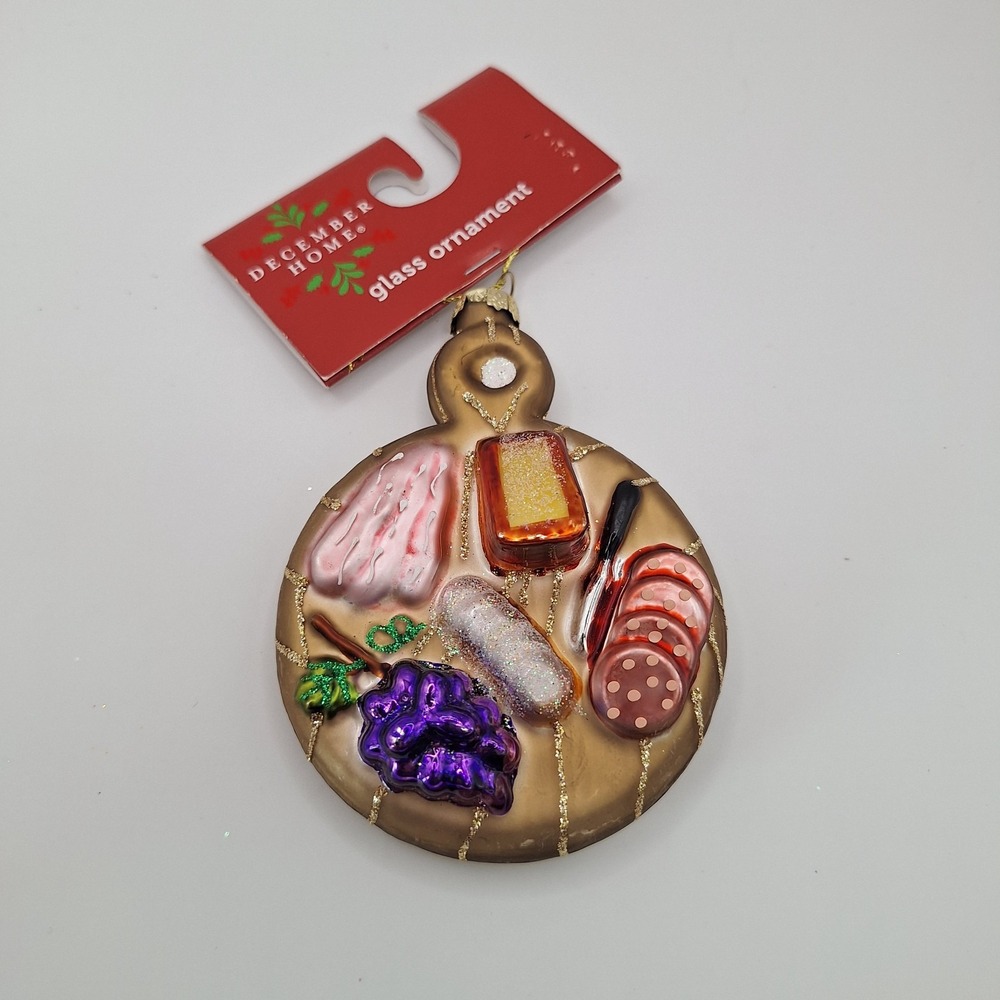 Charcuterie Board Glass Blown Ornament for Christmas Tree Gift For Foodie